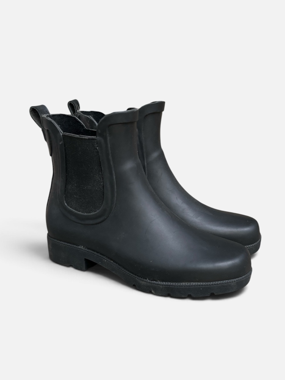 Eddie Bauer Hailey Black Rubber Chelsea Rain Boots Women's Size 7 Like New